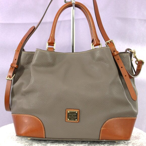 Dooney & Bourke Pebble Grain Satchel Tote Bag with Wallet & Wristlet Set – Taupe - Picture 4 of 16